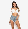 T28155 Wholesale AliExpress New Design Off Shoulder Puff Sleeve Cropped Lady Sexy Strapless Boho Top