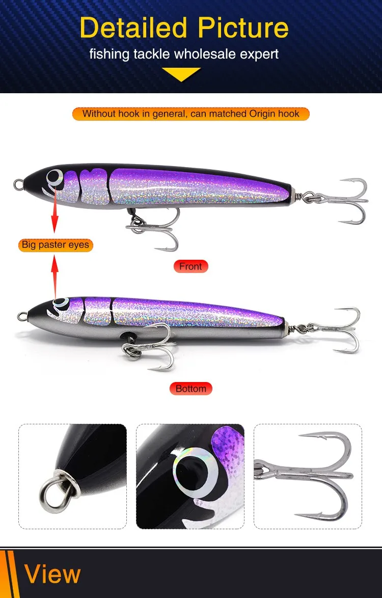 20cm 90g Handmade Wooden Floating /sinking Stick Baits Blue/pink/red