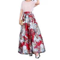 

Summer Skirts Womens Jupe Longue High Waisted Pocket Long Skirt Vintage Rok Floral Striped Black Maxi Skirt Swing Plus size