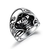 Hip Hop Punk Large Custom Lettering Stainless Steel Male Silver Skull Ring