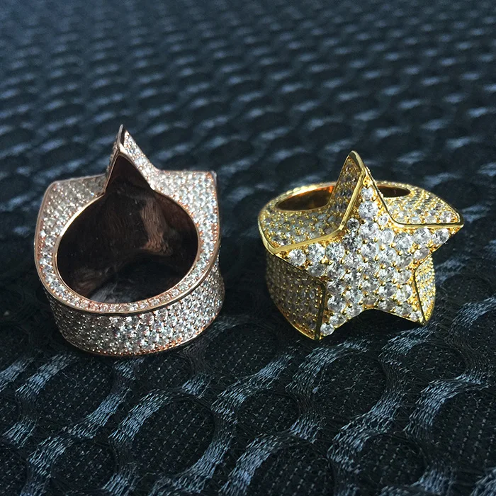 

Miss Jewelry Wholesale CZ Diamond Hip Hop Jewelry Mens Ice Out Star Ring, 14k 18k gold/14k 18k gold/rose gold/gun black/white gold