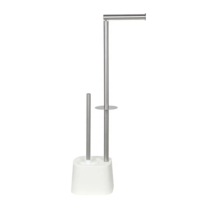 
Luxurious accessories bathroom Stainless Steel Toilet Brush Storage Set With Paper Holder 