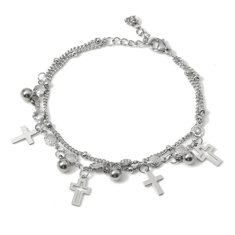 

Daily gift bracelet stainless steel jewelry chain silver cross bracelet