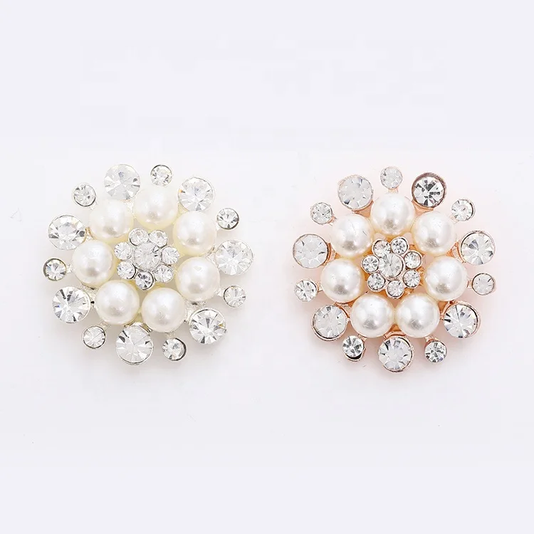 

Wenzhou Silver Plated Buttons Rhinestone Gold Pearl Jewelry Button For Cloth Decorations, Silver,gold