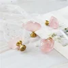 Natural Rose quartz stone door cabinet handles for decoration