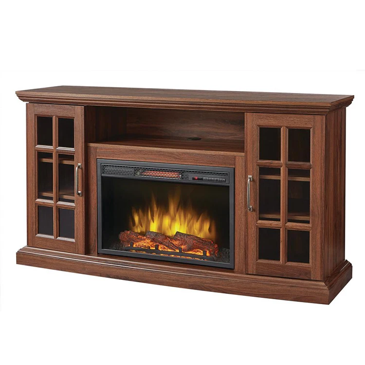 
Independent remote control electric fireplace with Wood material electric fireplace TV stand 