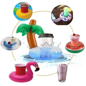 Image of Inflatable Drink Holders, Drink Floats Inflatable Cup Coasters with Mini Air Pump for Pool Party and Kids Bath Toys