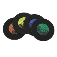 

6pc/Set Retro CD Record Home Table Cup Mat Soft PVC Coffee Vinyl Coasters