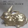 Cheap home decoration metallc golden color ceramic easter rabbit