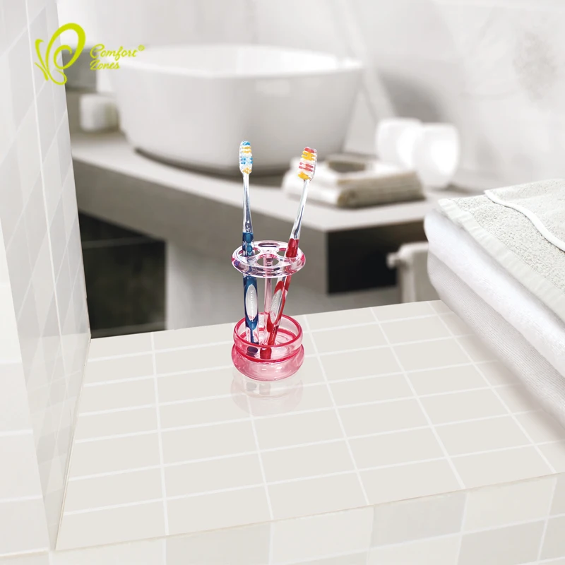 
Guangdong manufacture Home hotel used bathroom accessories pink plastic toothbrush holder 