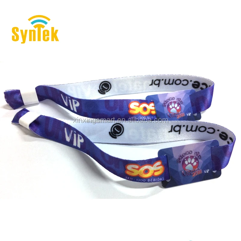 Custom Fabric Payment 13.56MHz RFID NFC Chip Woven Wristband for Event