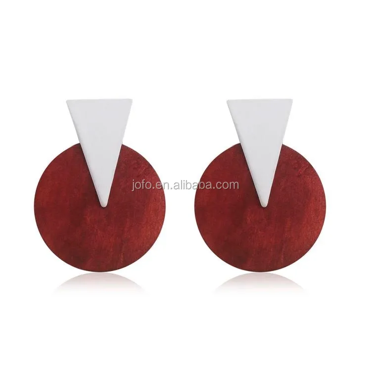 

India Style Cheap Price New Design Red Color Wood Earrings