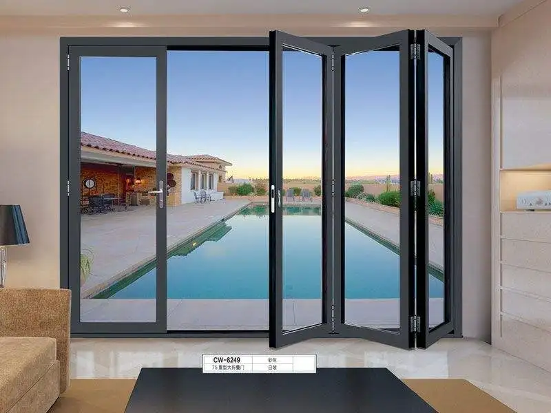 Durable Aluminum Folding Bathtub Shower Door Decorative Glass Bifold Doors