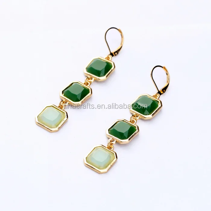 

Long Women's Jewelry Square gems Stud Earring