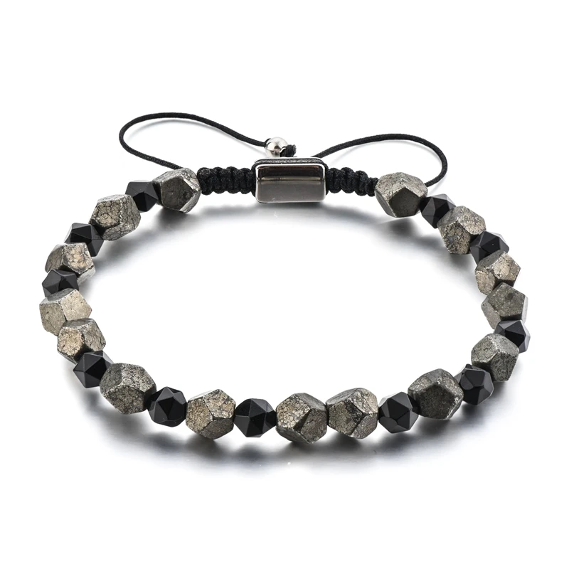 

High Quality Natural Pyrite Stone Bracelet Fashion Men Adjustable Gemstone Bracelet, Same as picture