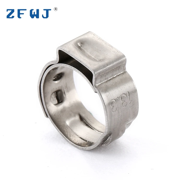 
11.9-12.8mm Factory wholesale zinc plated band 304 stainless steel single ear hose clamp 