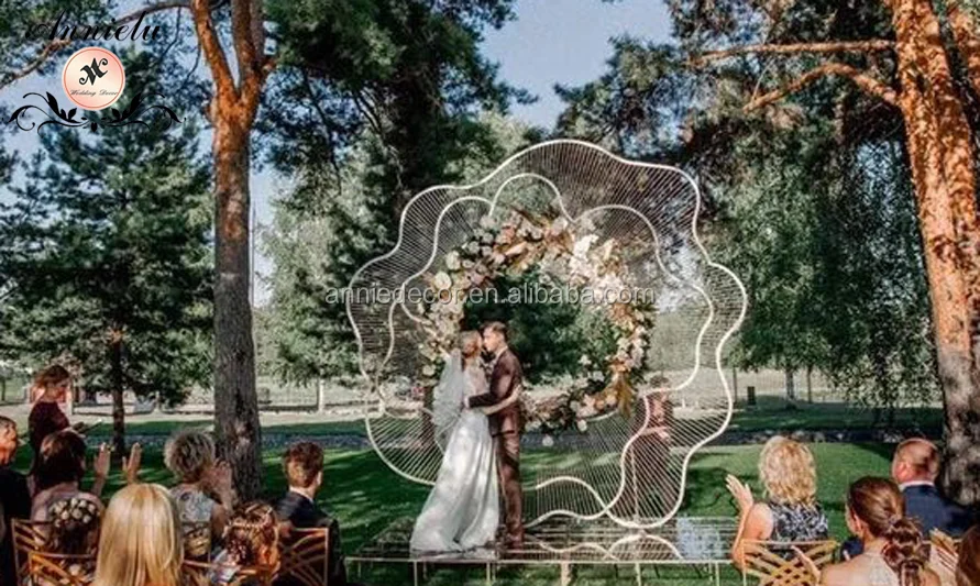 Wedding Party Decoration Backdrop, Newly-design LED Light Rose Shaped Iron Backdrop