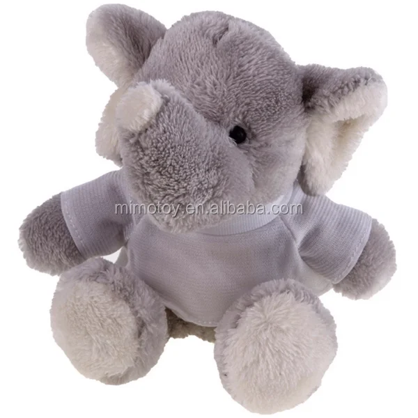Fluffy Grey Elephant Plush Toy With T Shirts Fashion Oem Custom