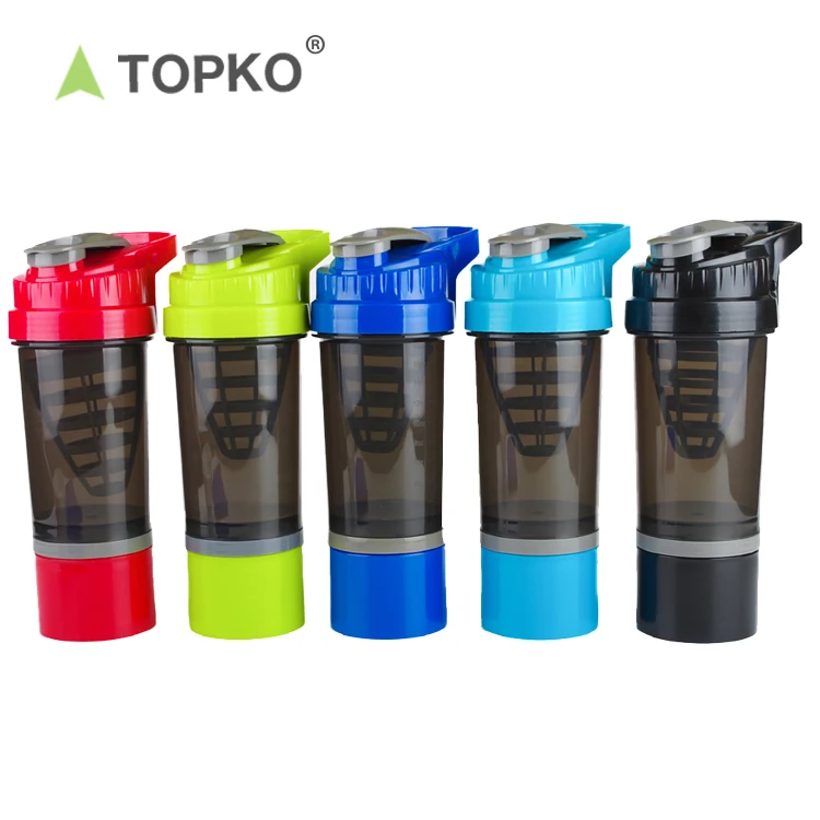 

TOPKO 500ml 2-layer protein shaker water bottle with storage compartments, Existing color or custom color