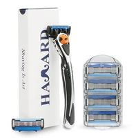 

Haward D954L 5+1 stainless steel blade cartridge hair removal beard trimming metal handel system razor