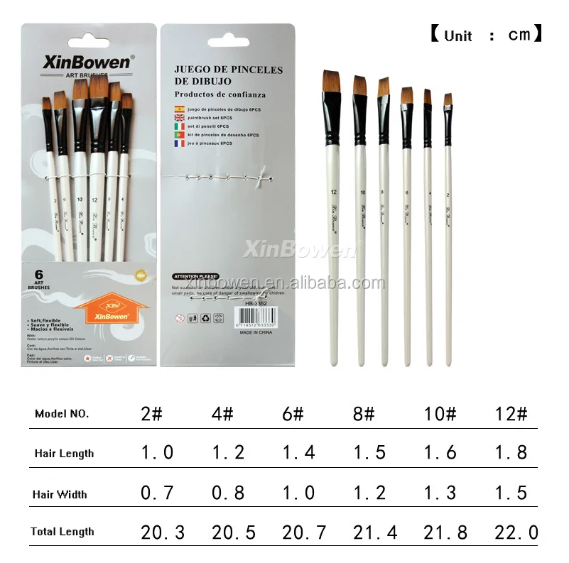 Xinbowen Factory 6 Pcs Pearl White Wooden Handle Round Nylon Hair