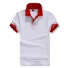 Fashion Mens Plain Fitted Polo T-shirts Cotton Polo T-shirt with Red Collar