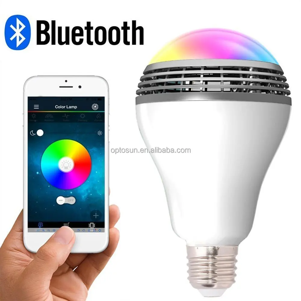 Smart LED Light Bulb with Bluetooth 4.0 Speaker,E27 Dimmable Multicolored Color Changing LED Lights