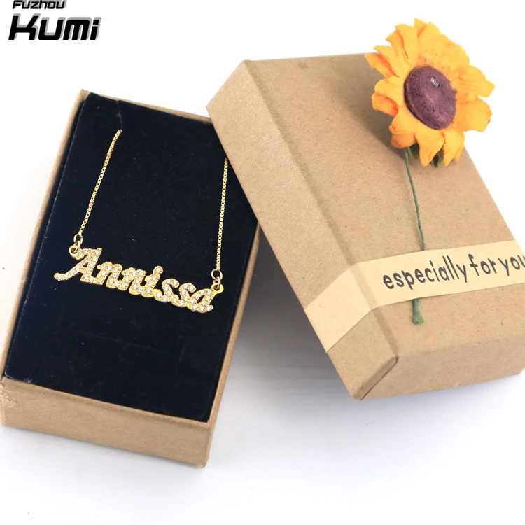 Zircon name necklace personalized