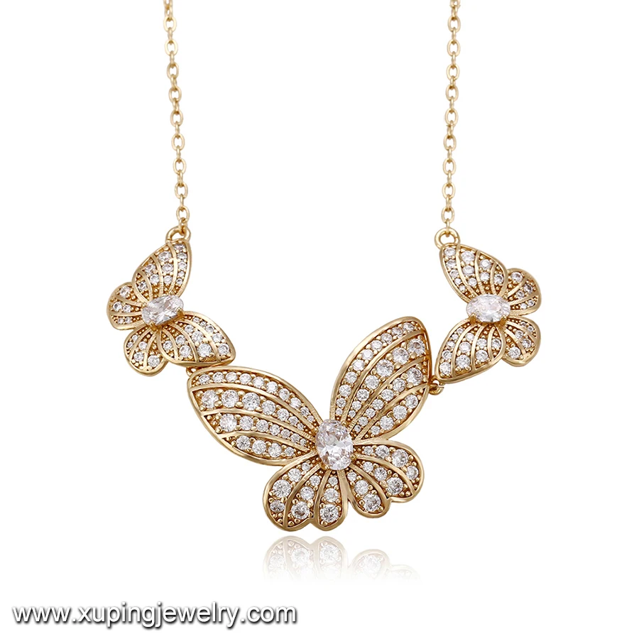 

43393 top quality luxury butterfly 18k gold pendant necklace superstar accessories jewelry for wedding