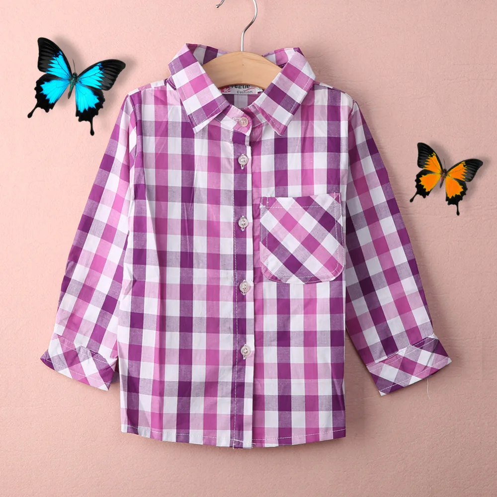 2016 New Fashion Baby Boys Spring Autumn Cotton British Plaid Shirts Boy Girl London Style Shirt