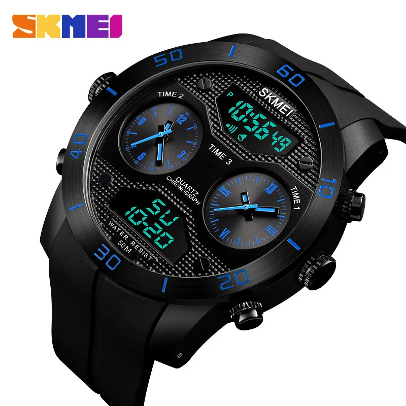 

Skmei 1355 Outdoor Men's Double Display Electronic Watch Fashion Multi-functional Sports Watches, As the picture