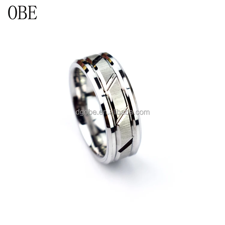 

OBE jewelry new arrival Carved white Tungsten Ring Mens Tungsten Carbide Ring