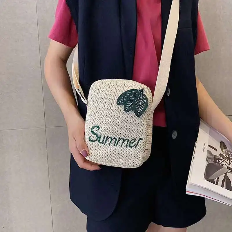 

2021 New design summer woven crossbody straw tote bag