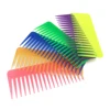 Fruit Neon Color Custom print Logo 6 Inches Large Fluffy Detangler Plastic Wide Teeth Flat Top Comb
