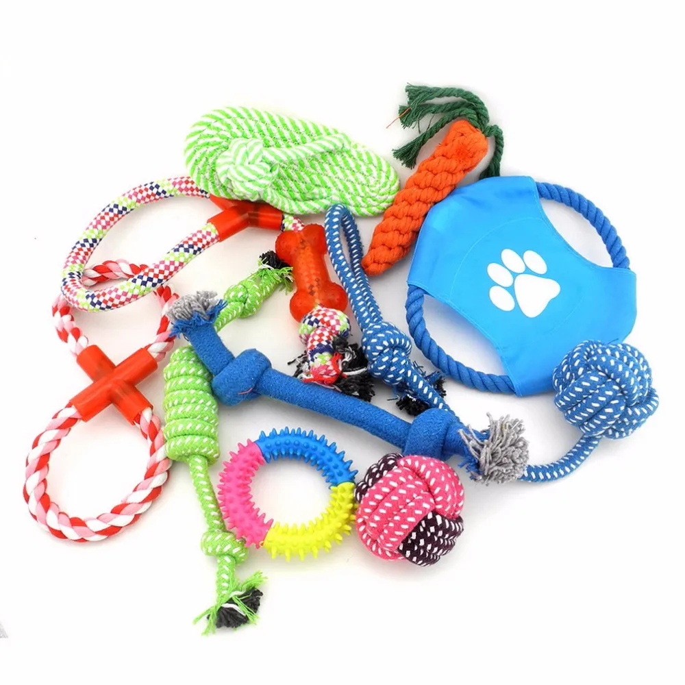 

Custom Professional Cheap Durable Organzic Soft Zanies Rope Pet Dog Chew Activity Toys 10 Set Pack Wholesale, Random color