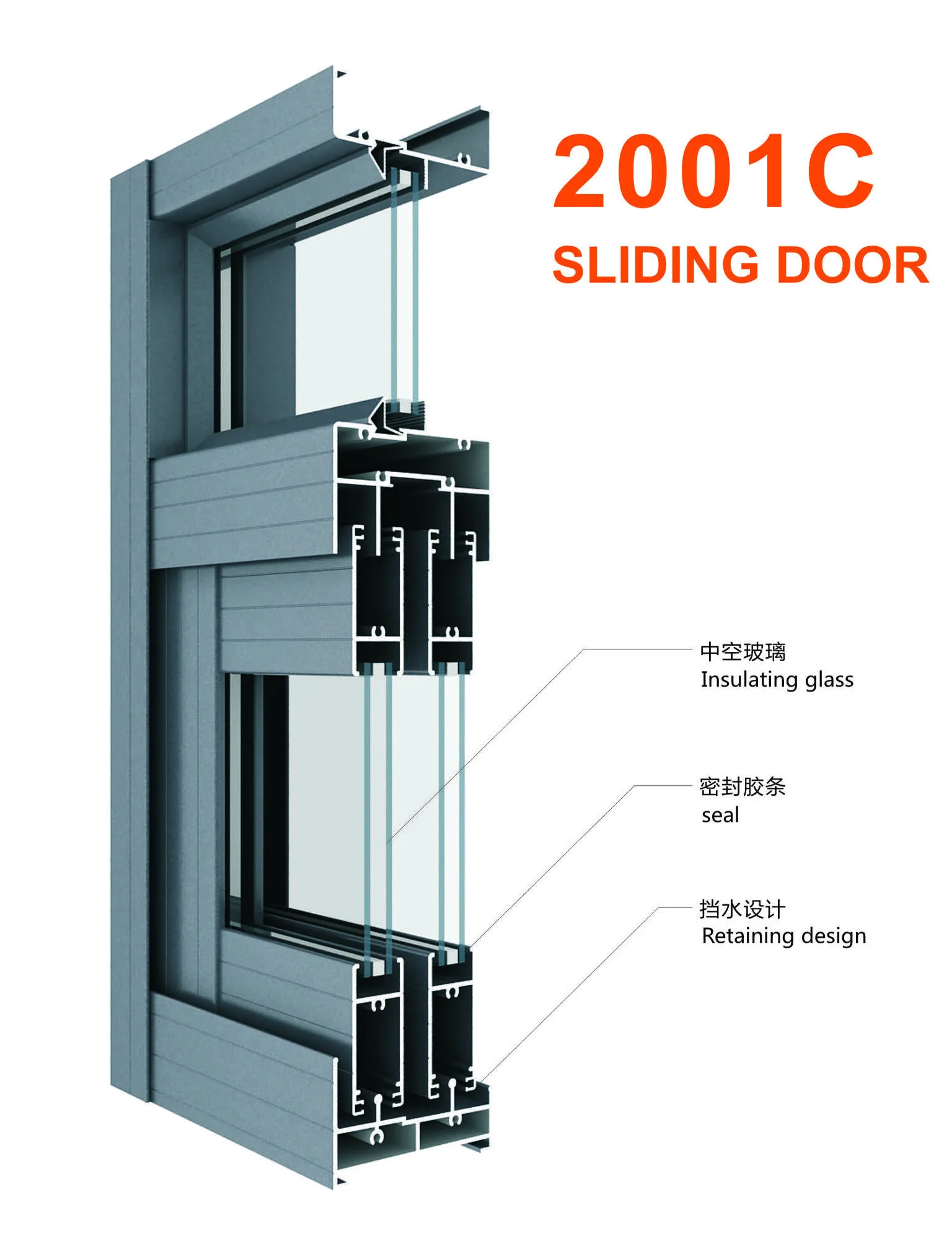 China Supplier New Product Front Aluminum Slim Frame Sliding Door