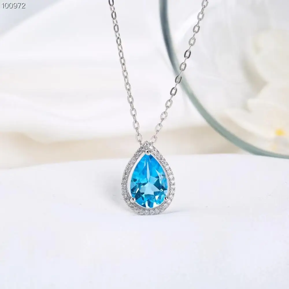 

Bulk wholesale necklaces sterling silver 925 topaz pendant charm jewellery necklace women for gift