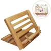 Bamboo Adjustable Book Stand Reading Cookbook Holder Tray with Page Paper Clips
