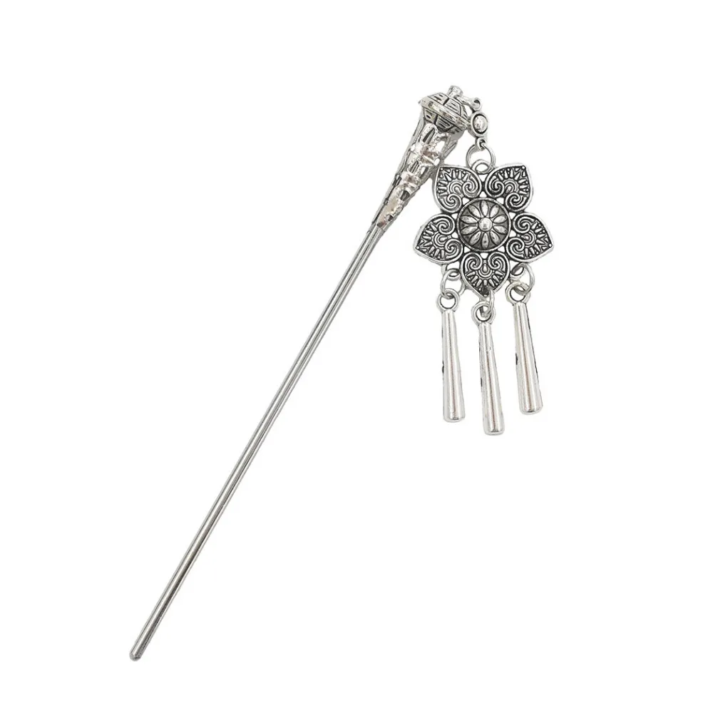 

vintage hair accessories metal hair accessories manufacturers Carved Flower Geometric Hair Sticks, Silver