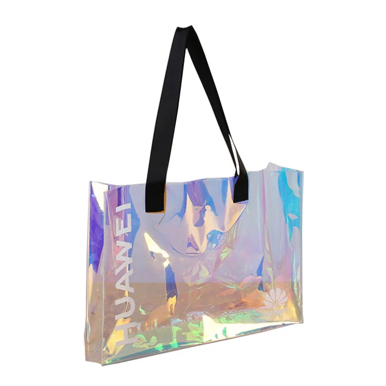 Wholesale Clear Pvc Plastic Rainbow Hologram Shopping Tote Bag Fashion ...