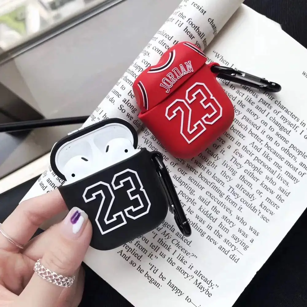 

For Jordan Sport Airpods Case Soft Silicone Earphone Cover With Hook