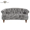 Antique design tufted back nailhead trim rose pattern small chesterfeild sofa