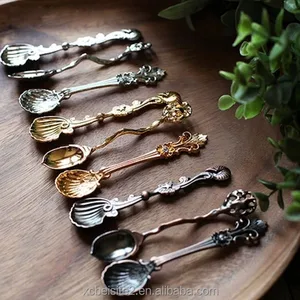 Image of M014 Vintage Decorative Metal Espresso Coffee Spoon Tea Spoon Ice Cream Spoon