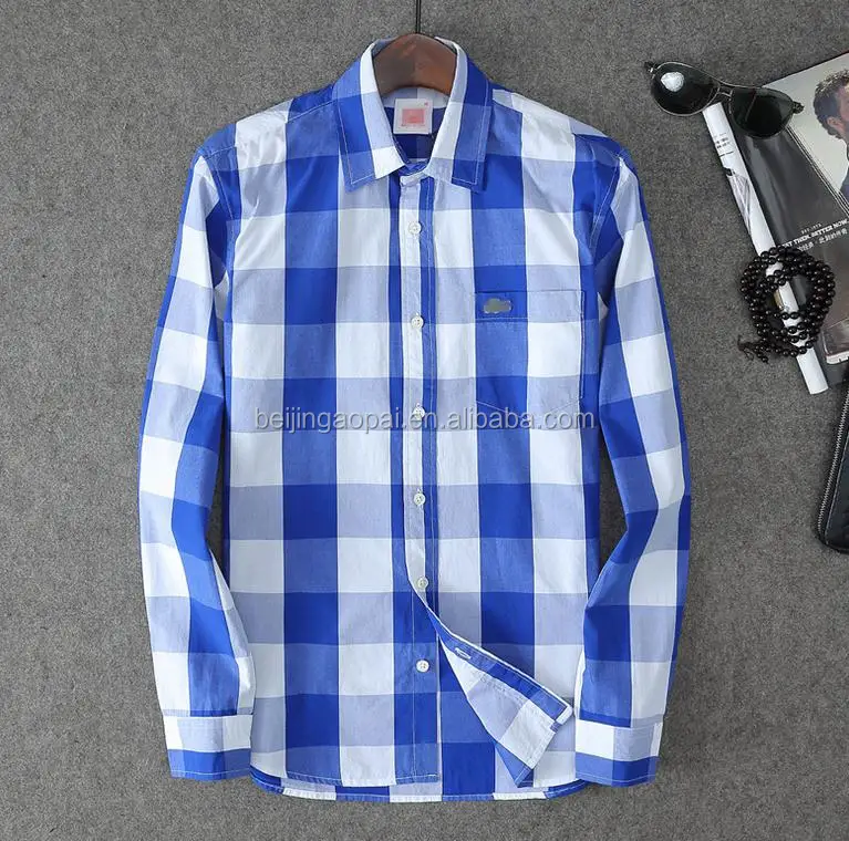 
2020 shirt factory brand names fashion blue mens plaid flannel shirts 