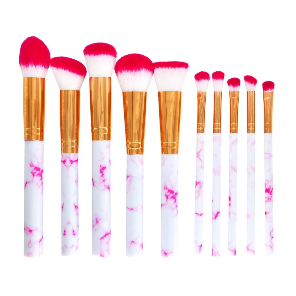 

Hot Sale Fashionable Beauty Pink Marble 10pcs Cosmetic Makeup Brush Set