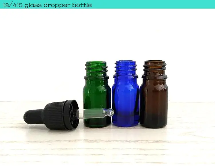 In Stock Essential Oil Bottle Boston Round Black Glass Dropper Bottle