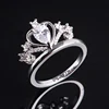 OB Jewelry-Pearl Cut Halo Statement Ring Fashion Timeless Queen Crown Ring