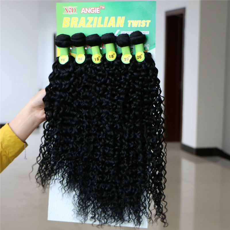 

Afro Kinky Curly Hair Weave bundle hair vendors brazilian twist 6 Pieces One Set Hair Extensions, Natural color