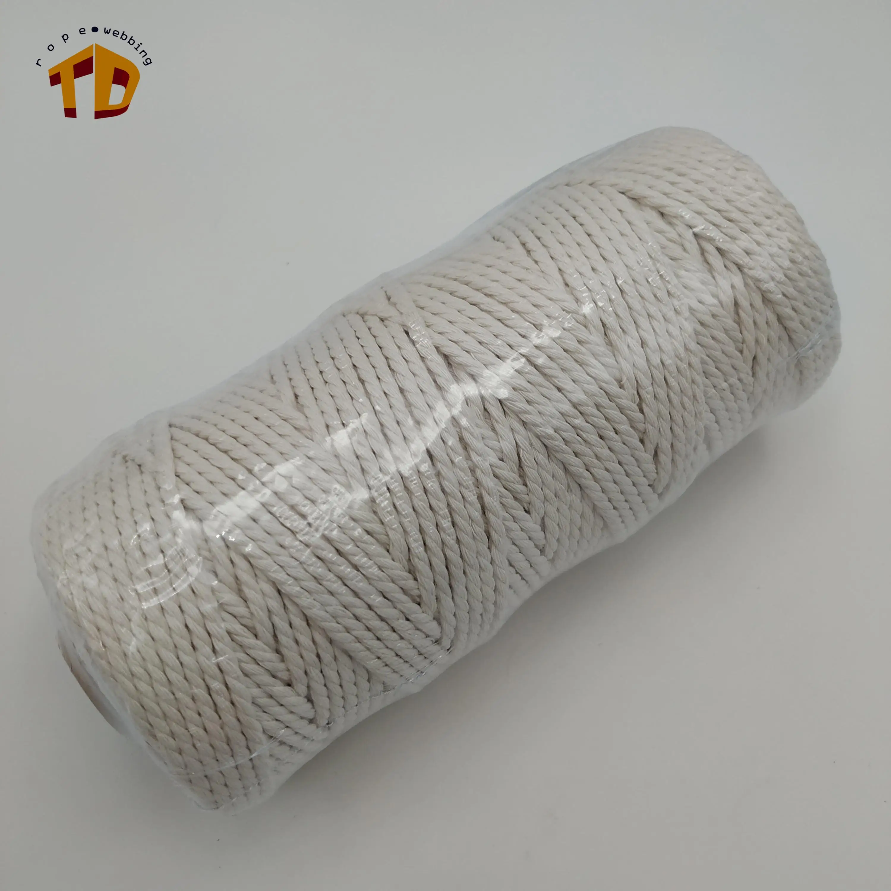 

Hot Sell Natural White Color Twisted Cotton Rope For Macrame, Custom color