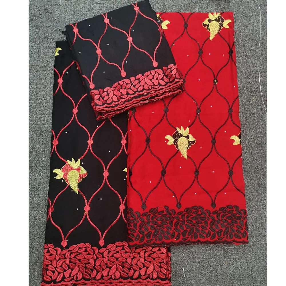

Beautifical african voile fabrics red 100 cotton fabric for t-shirt nigerian party lace ML19R197, Customized